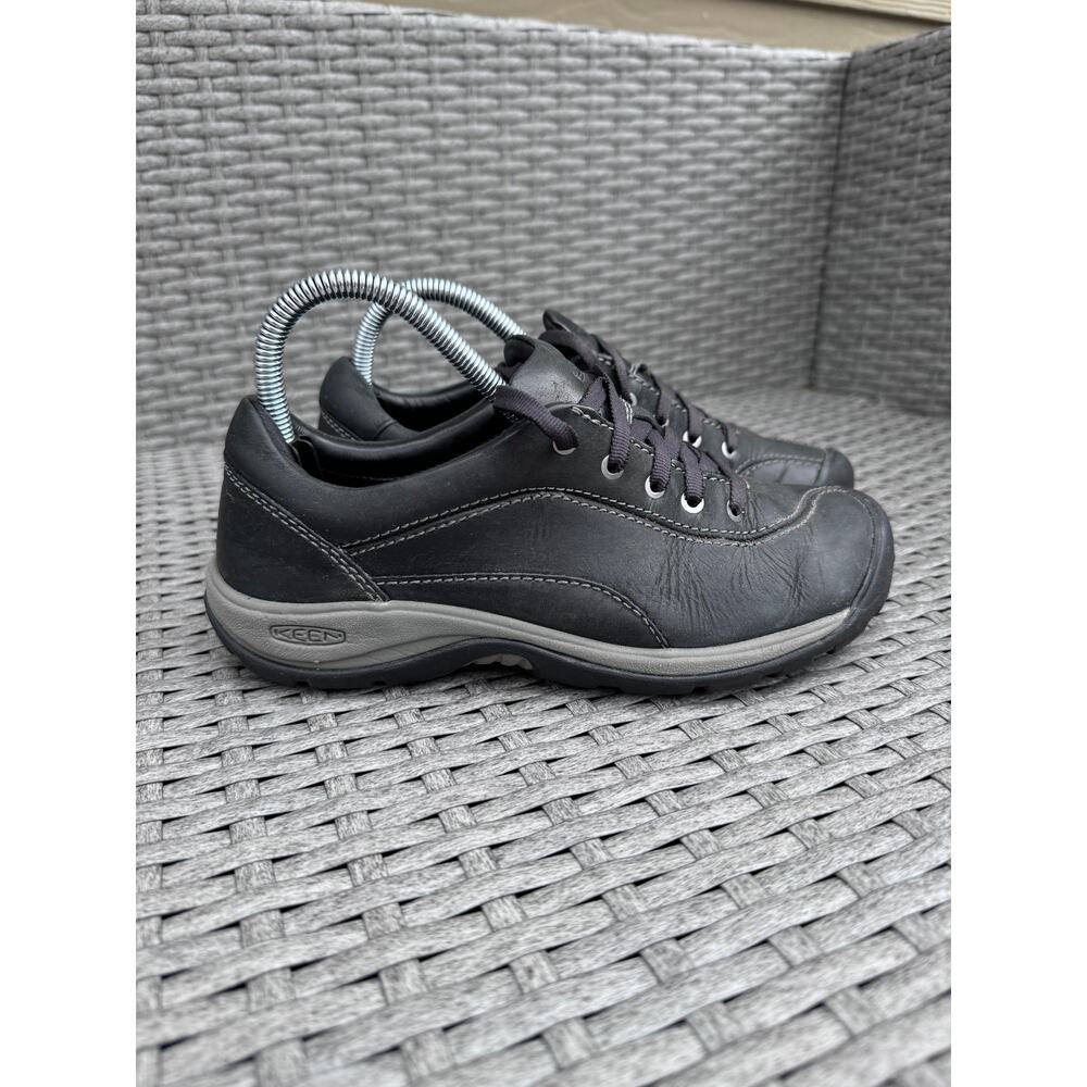 Keen Presidio II Hiking Shoes Sneakers Low Top Leather Black‎ Gray Womens Size 7